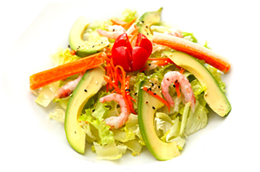 01 Salade verte aux crevettes